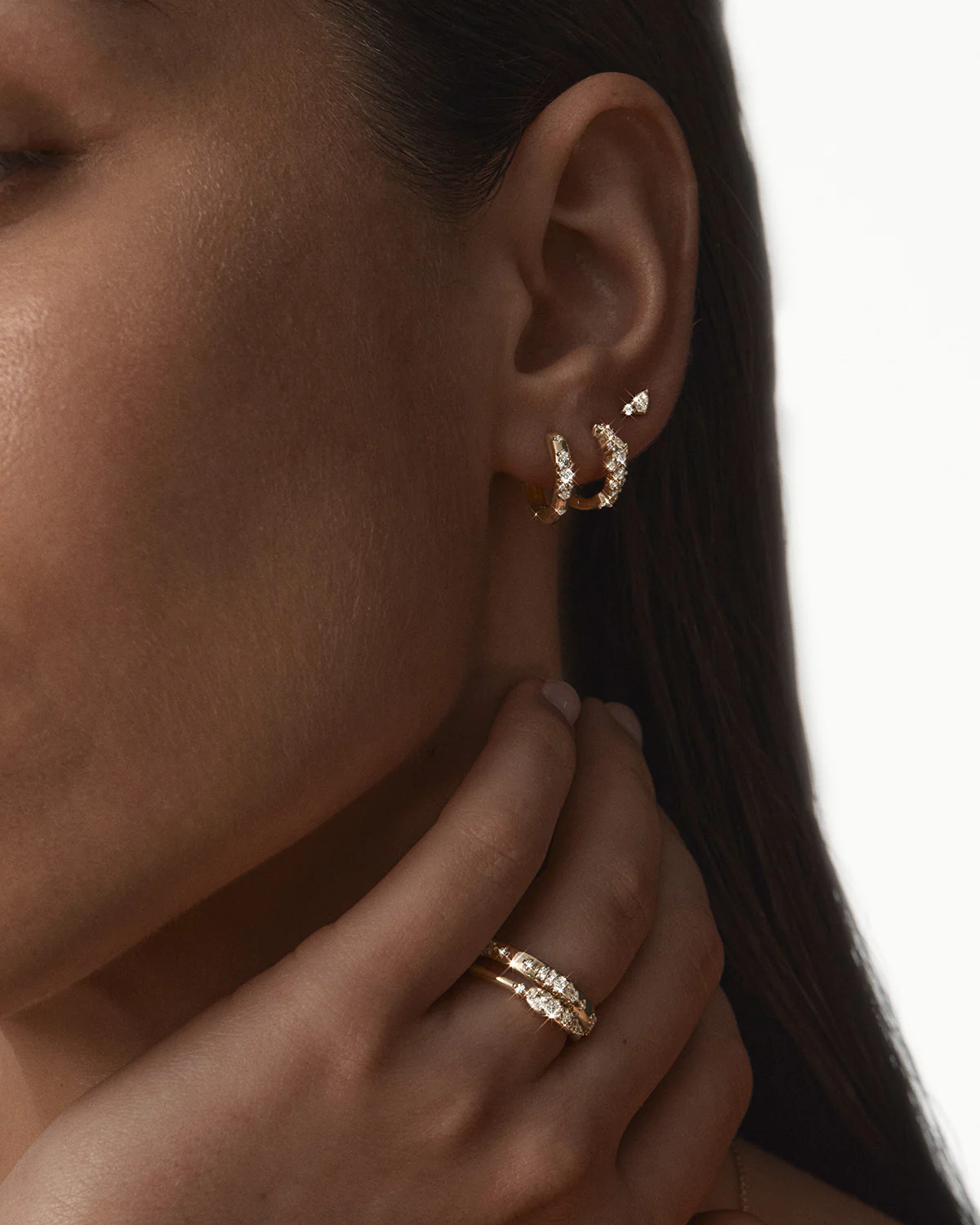 9k Solid Gold Beneath the Morning Light 0.1ct Lab-Grown Diamond Hoop - Image 4