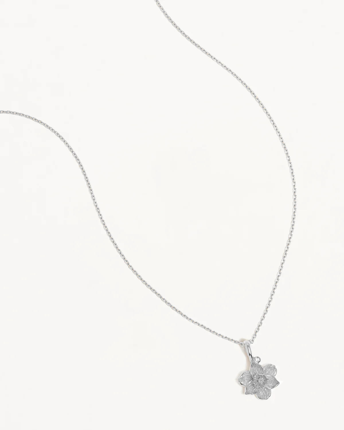 Sterling Silver Narcissus December Birth Flower Necklace - Image 3