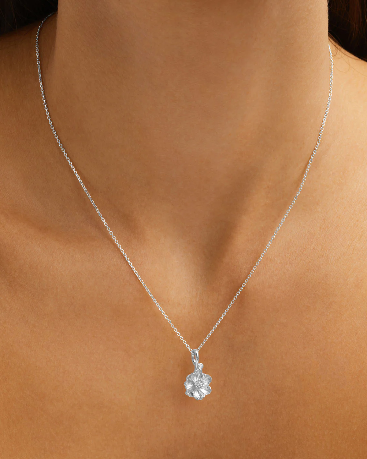 Sterling Silver Poppy August Birth Flower Necklace - Image 2