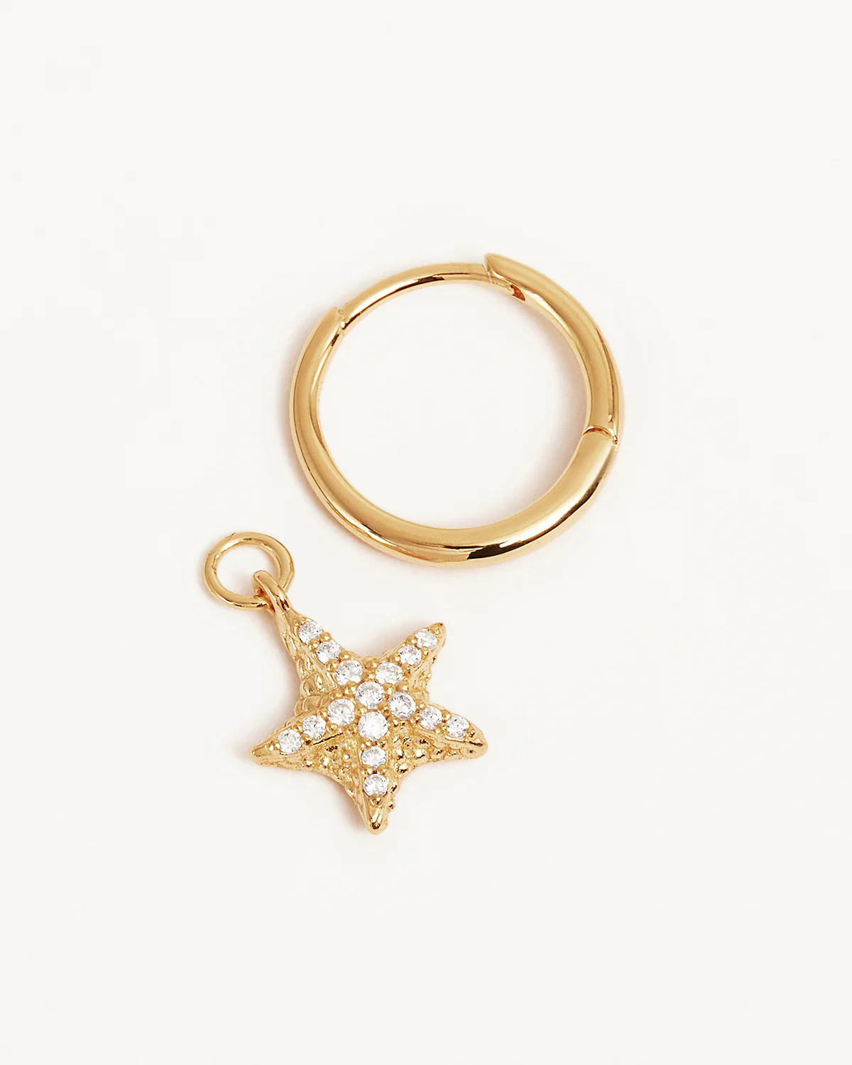 18k Gold Vermeil By the Sea Crystal Starfish Hoops - Image 3
