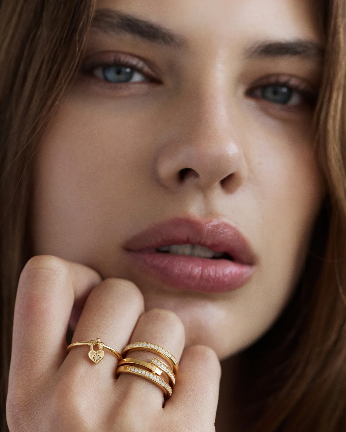 18k Gold Vermeil Crystal Lotus Heart Padlock Ring - Image 4