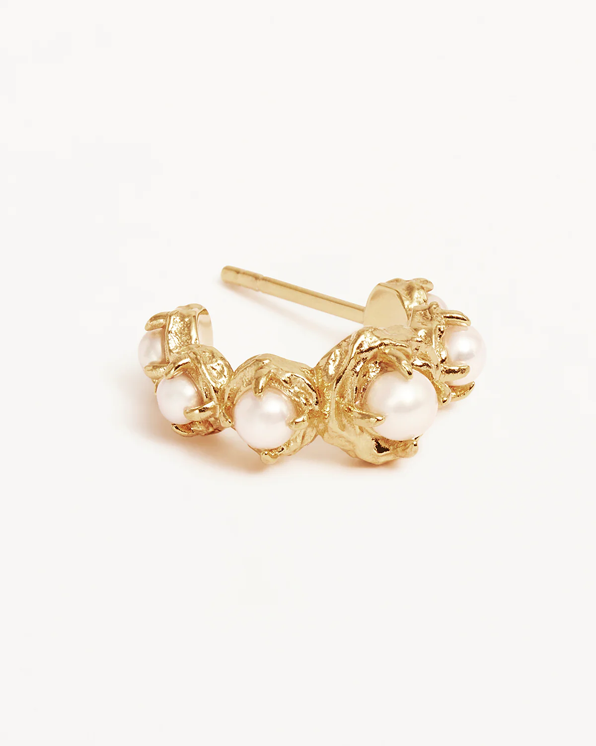 18k Gold Vermeil Peace Within Pearl Hoops - Image 3
