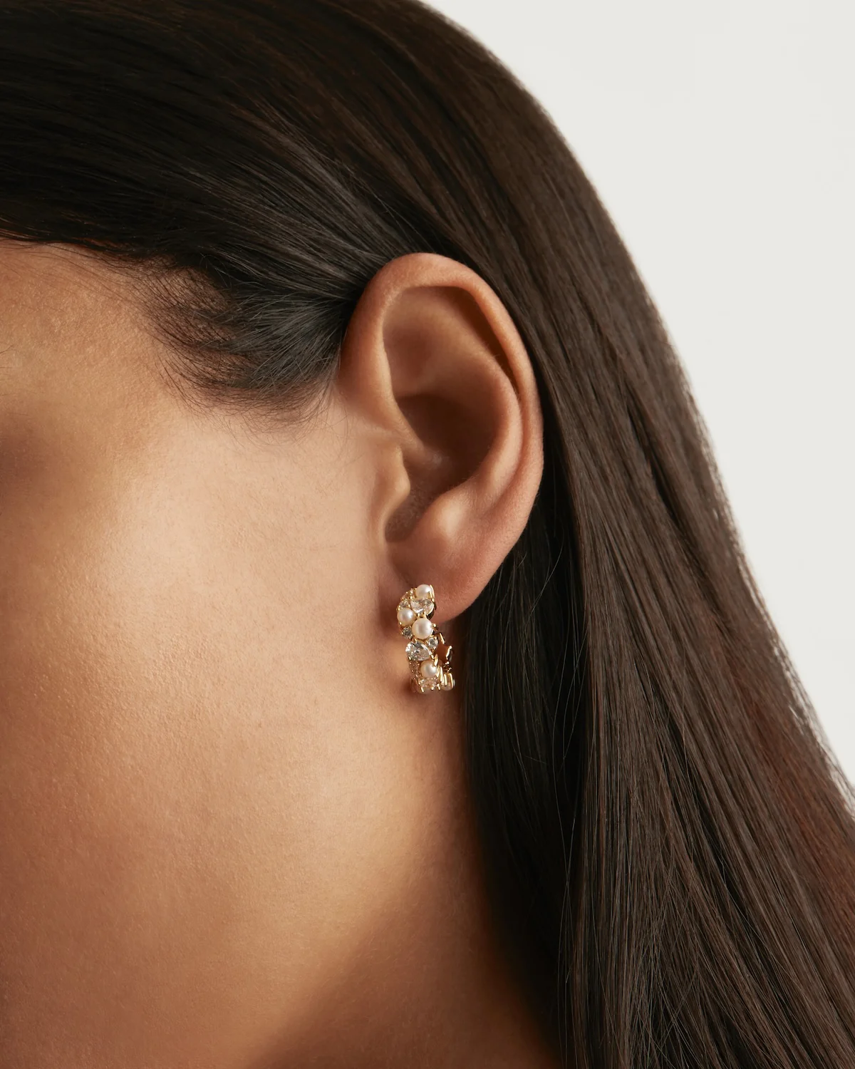 18k Gold Vermeil Sea Foam Hoops - Image 2