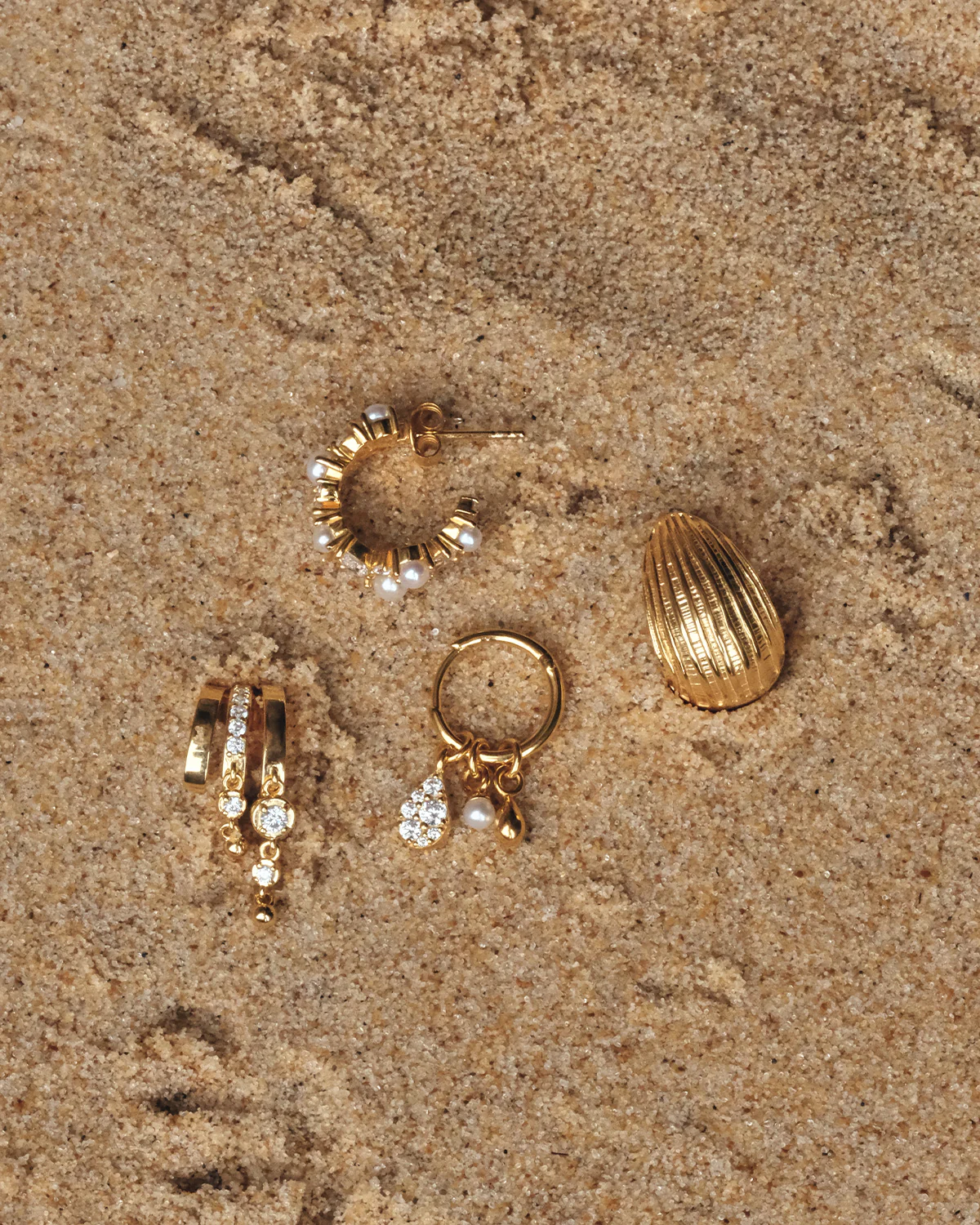 18k Gold Vermeil Sea Foam Hoops - Image 8