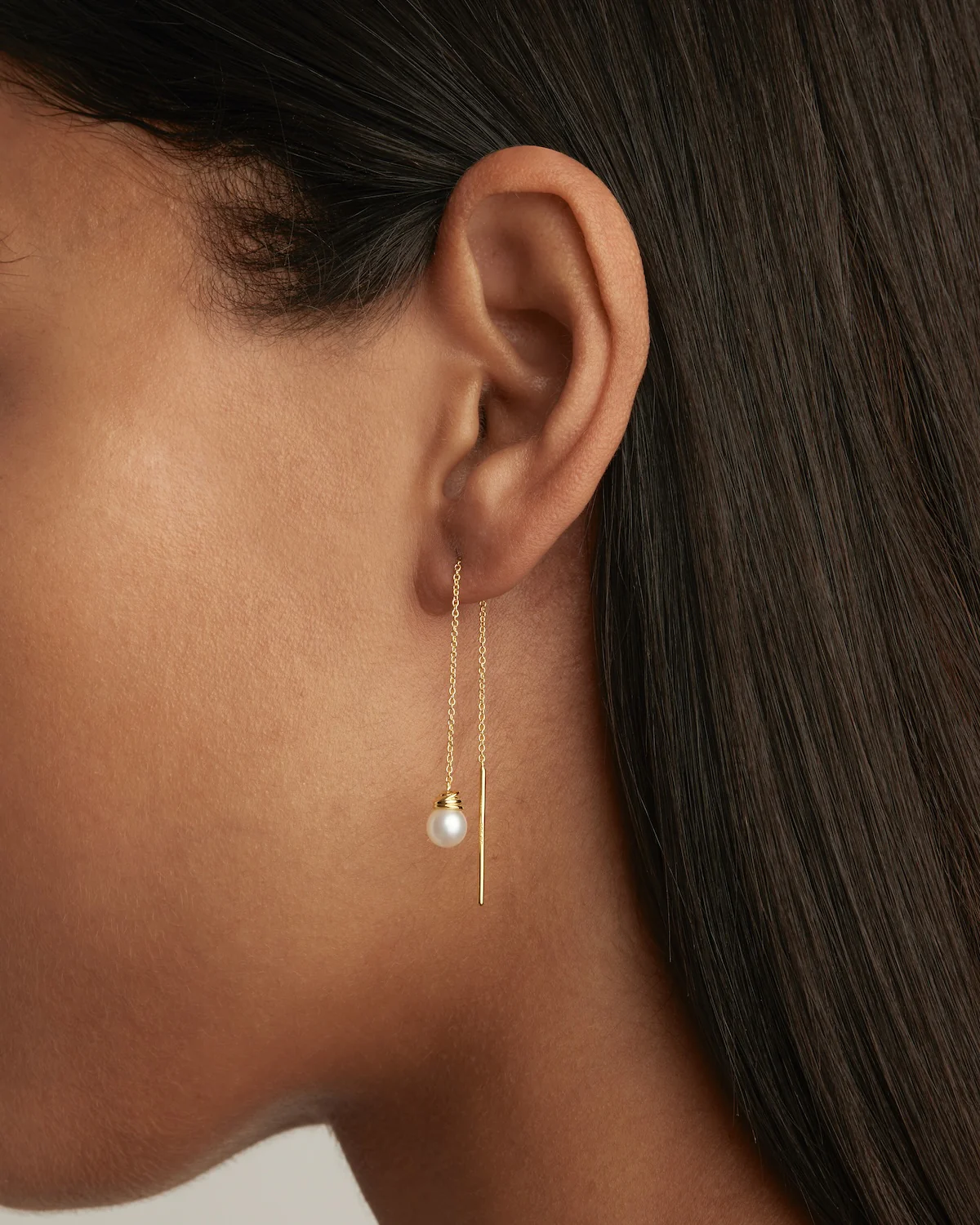 18k Gold Vermeil Whispers of Tranquillity Pearl Thread Earrings - Image 2