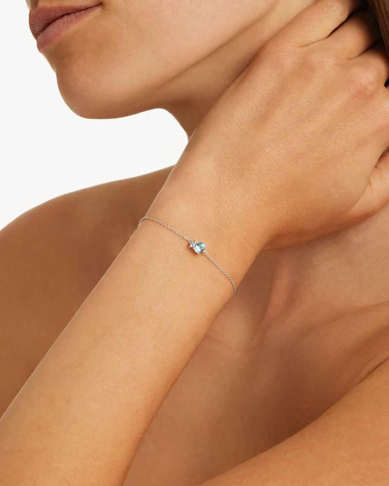 Sterling Silver Kindred Birthstone Bracelet - March - Image 2
