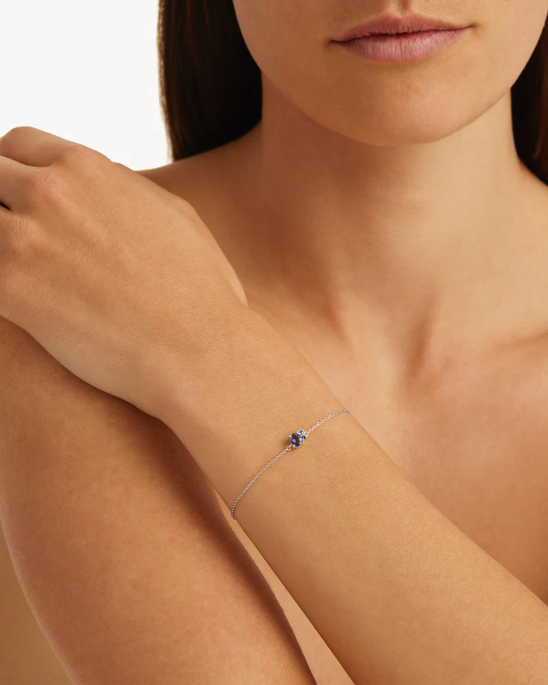 Sterling Silver Kindred Birthstone Bracelet - September - Image 2