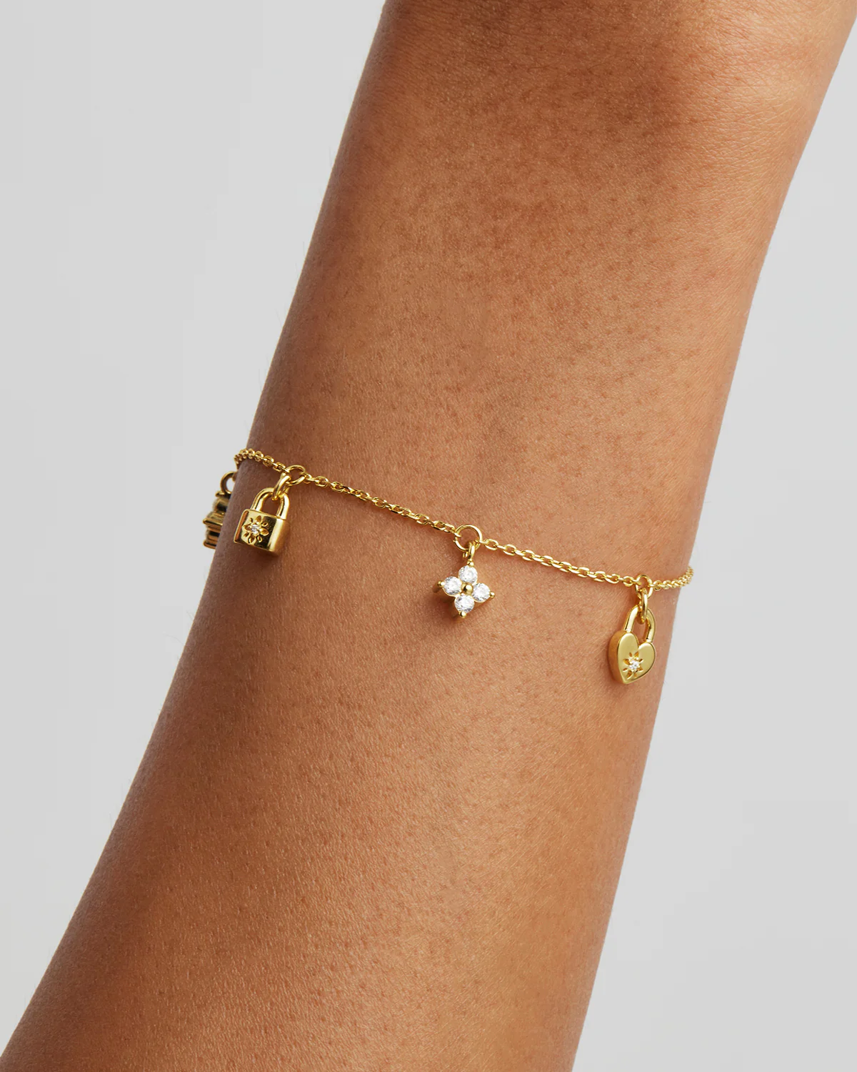 18k Gold Vermeil Love Unlocked Charm Bracelet - Image 4