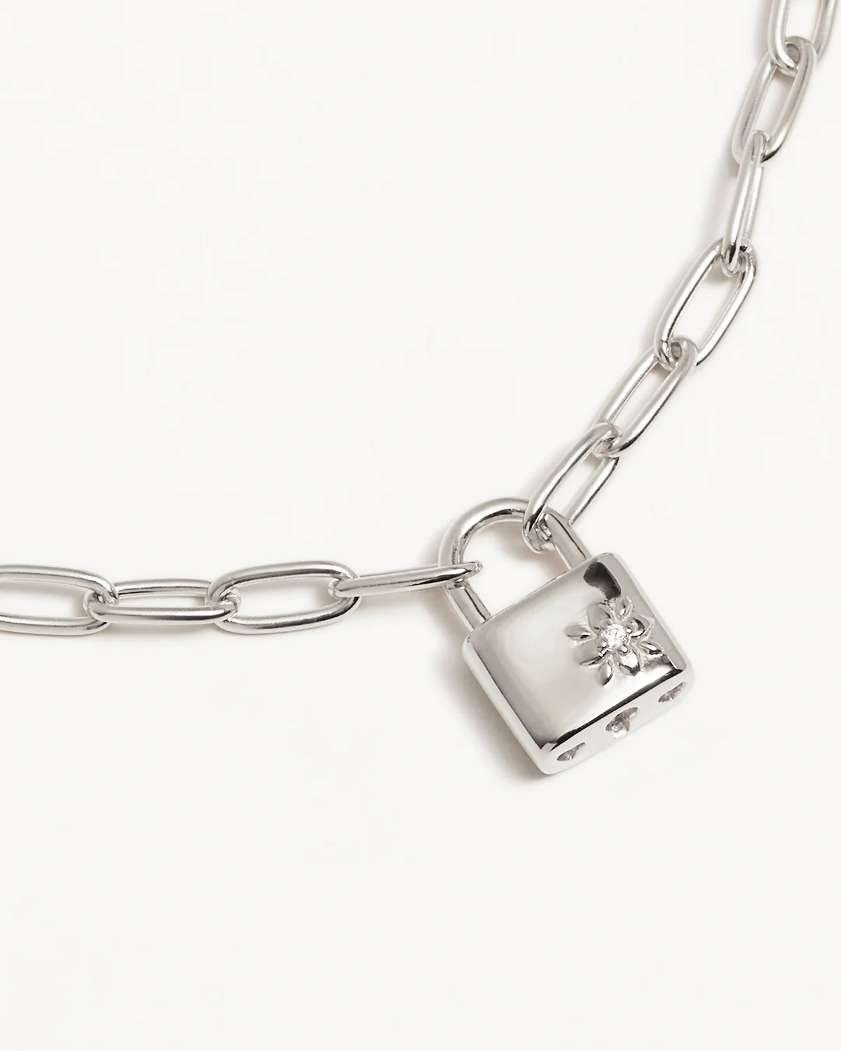 Sterling Silver Promise of Us Lotus Padlock Bracelet - Image 3
