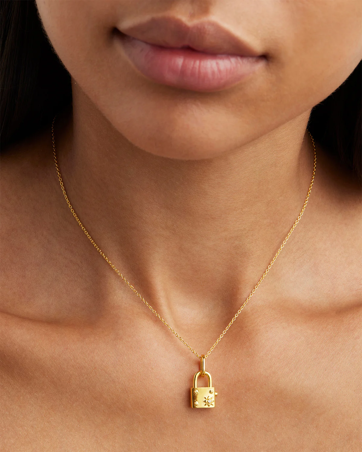 18k Gold Vermeil Promise of Us Lotus Padlock Pendant - Image 2