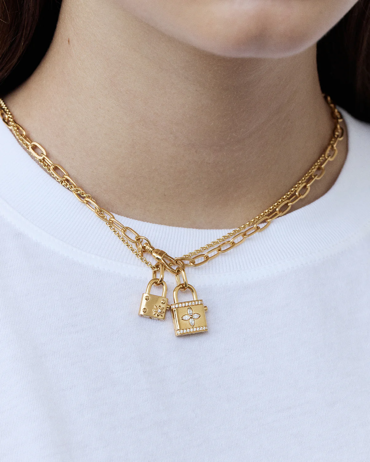 18k Gold Vermeil Promise of Us Lotus Padlock Pendant - Image 4