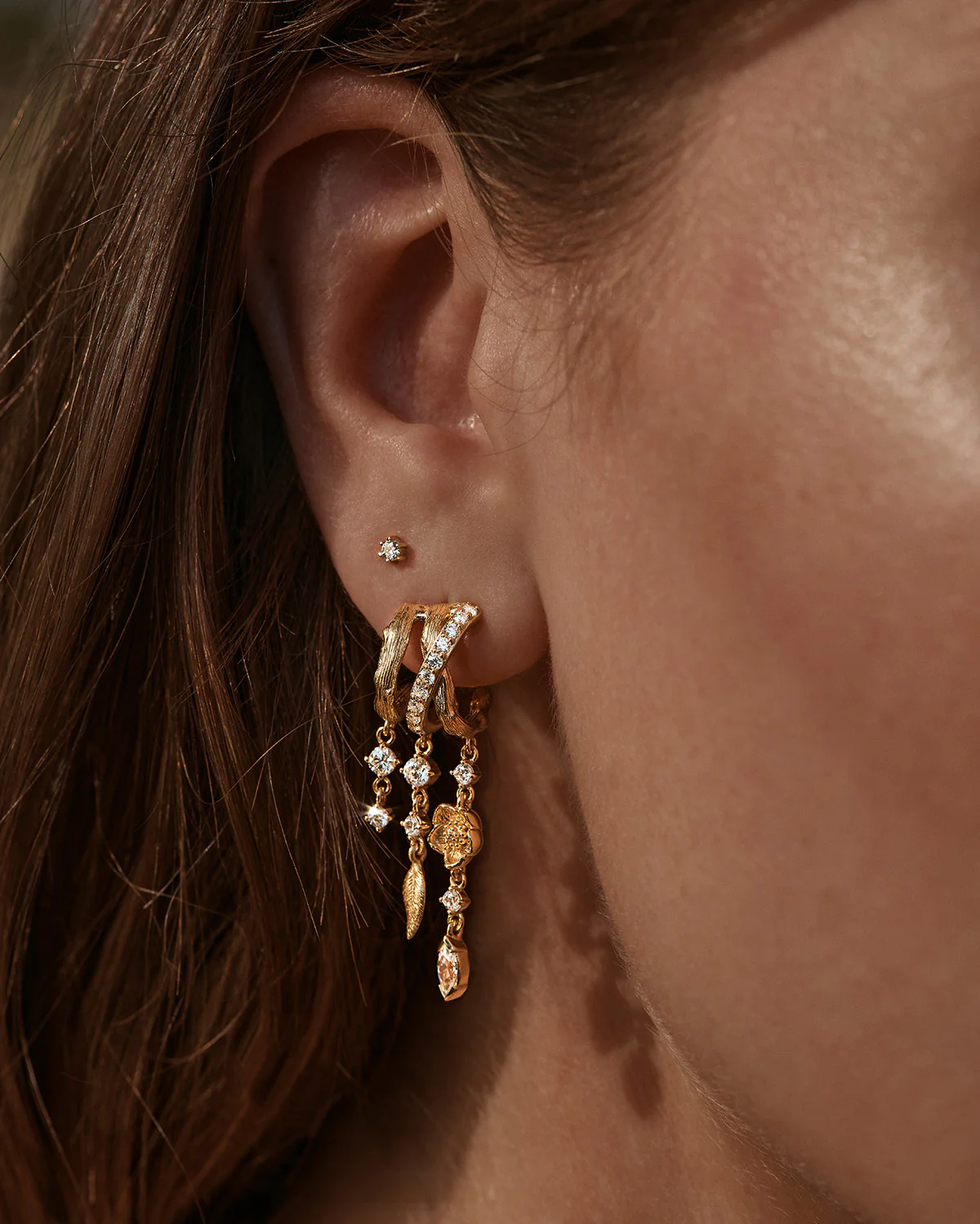 18k Gold Plated Radiant Bloom Illusion Hoops - Image 2