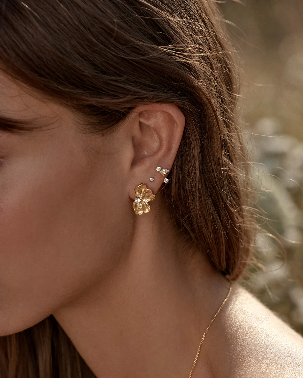 18k Gold Plated Serene Lotus Statement Earrings - Image 4