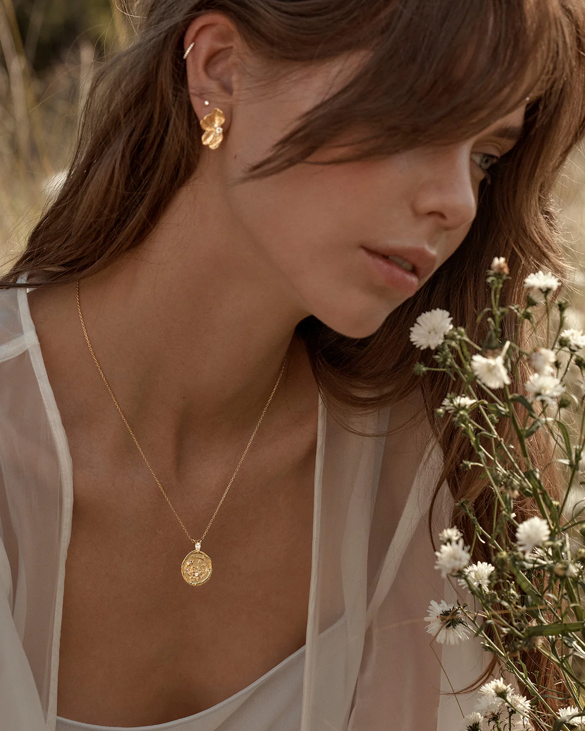 18k Gold Plated Serene Lotus Statement Earrings - Image 5