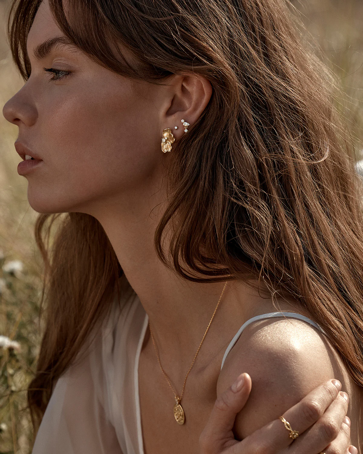 18k Gold Plated Serene Lotus Statement Earrings - Image 6