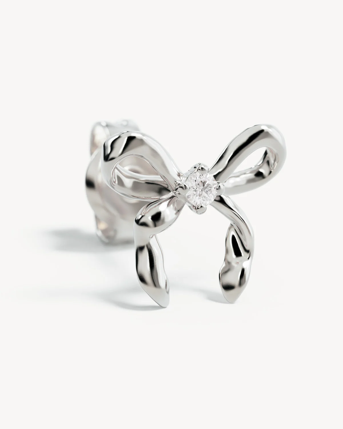Sterling Silver Forever More Bow Stud Earrings - Image 3