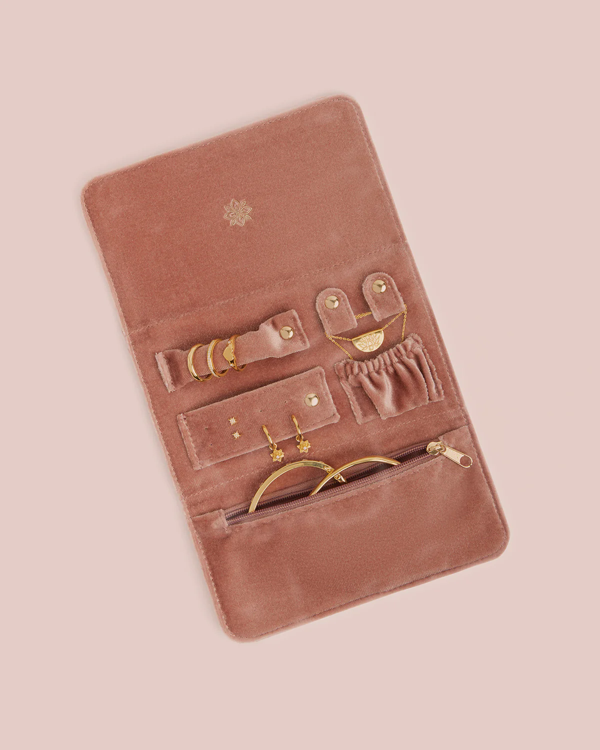 Soft Travel Jewellery Roll - Dusty Rose - Image 2