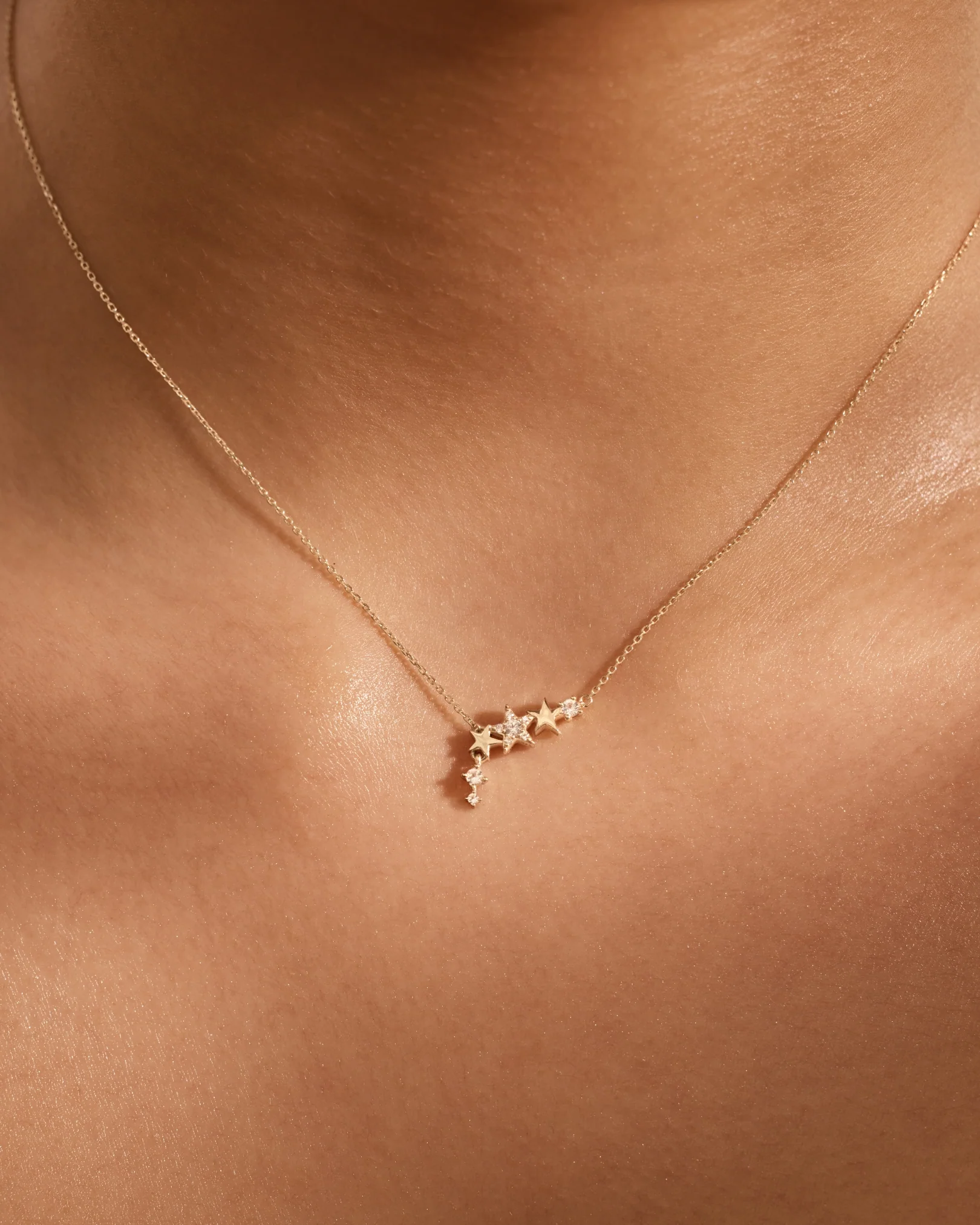 14k Solid Gold Stardust Lab-Grown Diamond Necklace - Image 4
