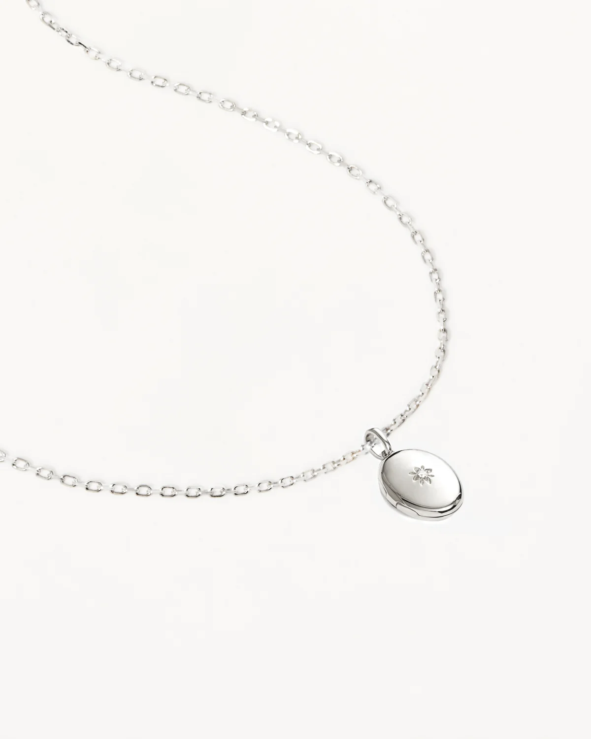 Sterling Silver 18" Rounded Lotus Locket Necklace