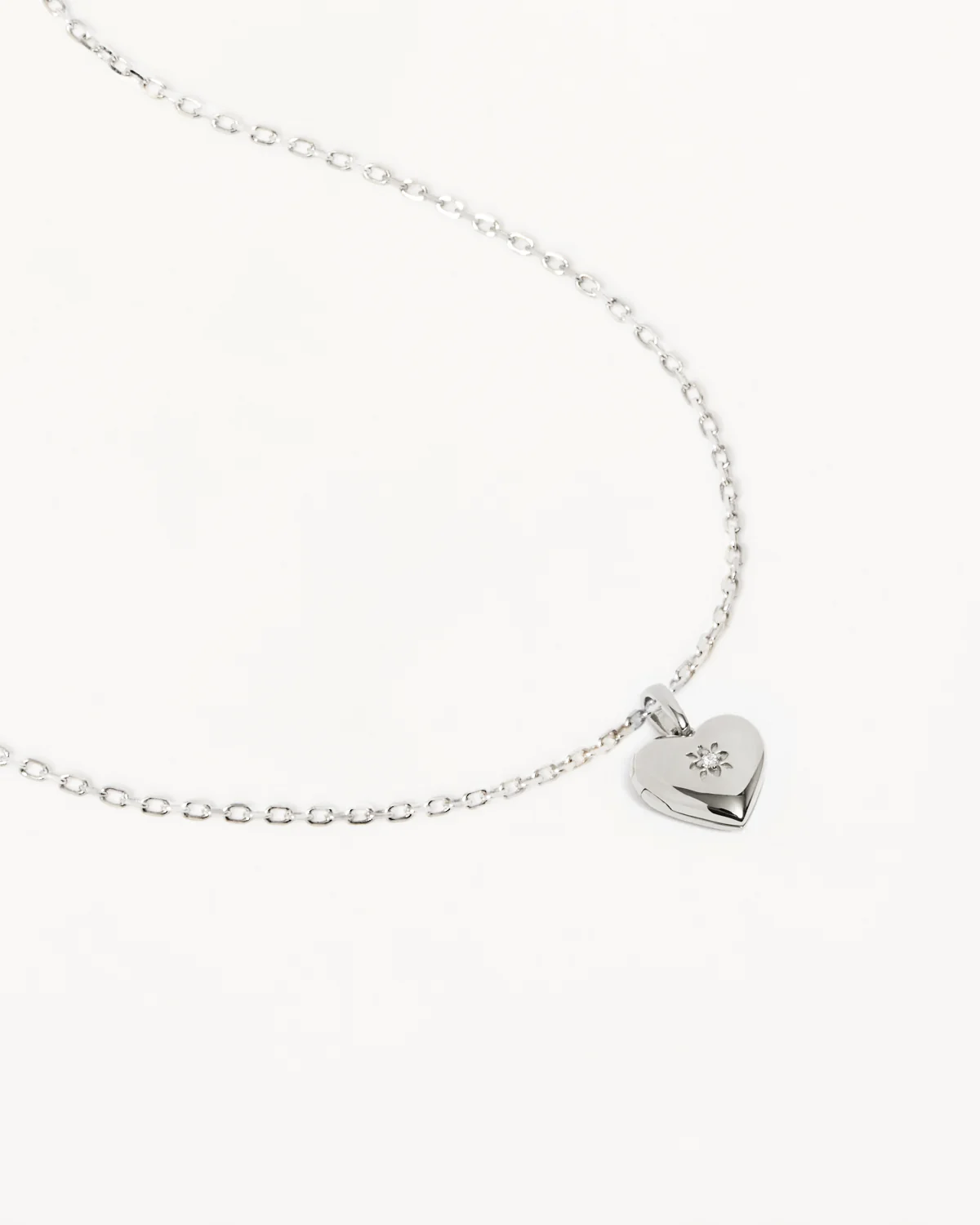 Sterling Silver 18" Heart Lotus Locket Necklace