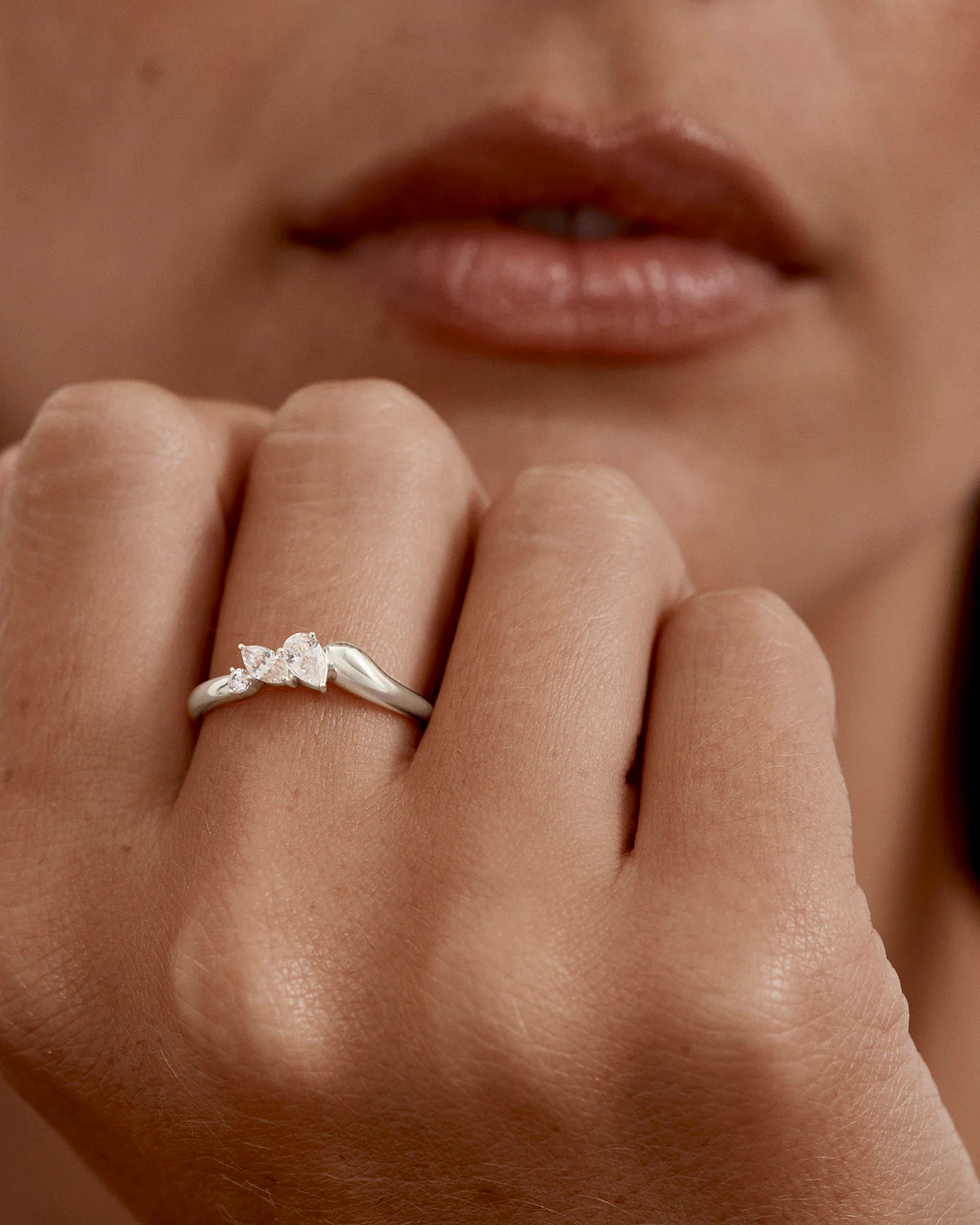 Sterling Silver Crystal Wings Ring - Image 2