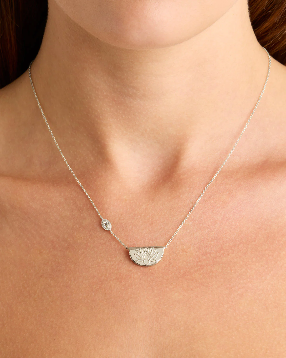 Sterling Silver Eye of Peace Lotus Necklace - Image 2