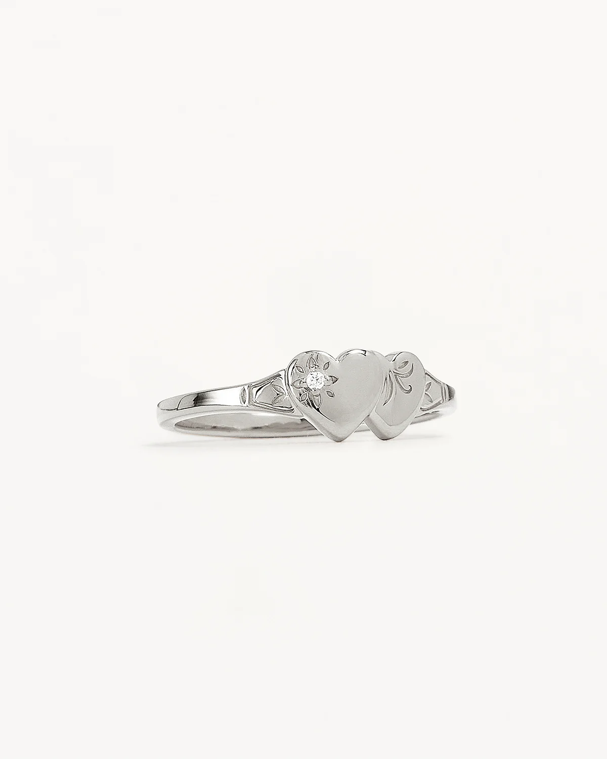 Sterling Silver Forever Intertwined Heart Signet Ring - Image 3