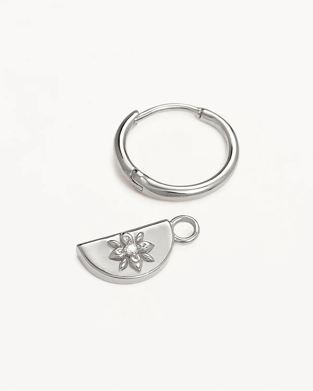 Sterling Silver Lotus Hoops - Image 3