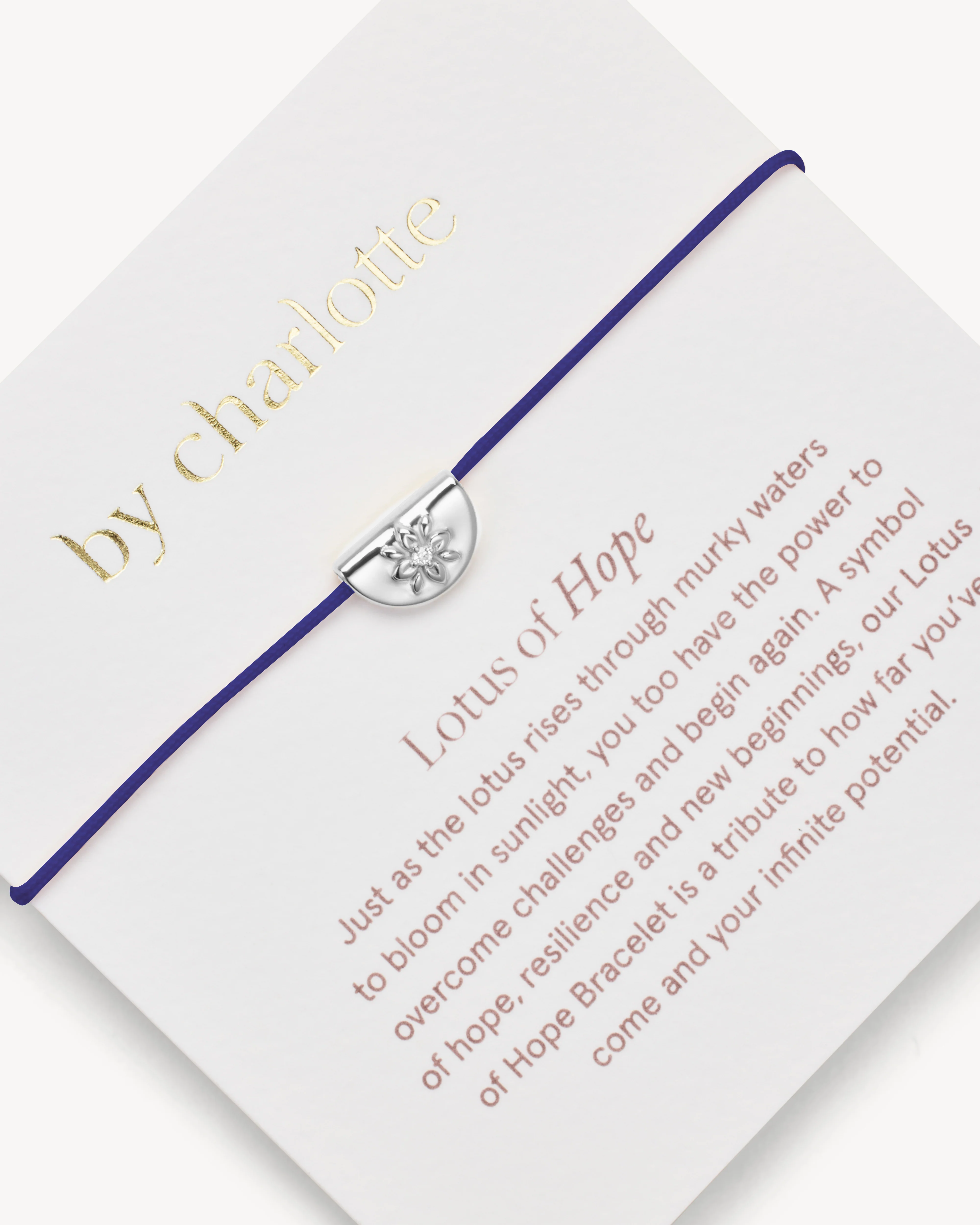 Sterling Silver Lotus of Hope Cord Bracelet - Dark Blue - Image 3