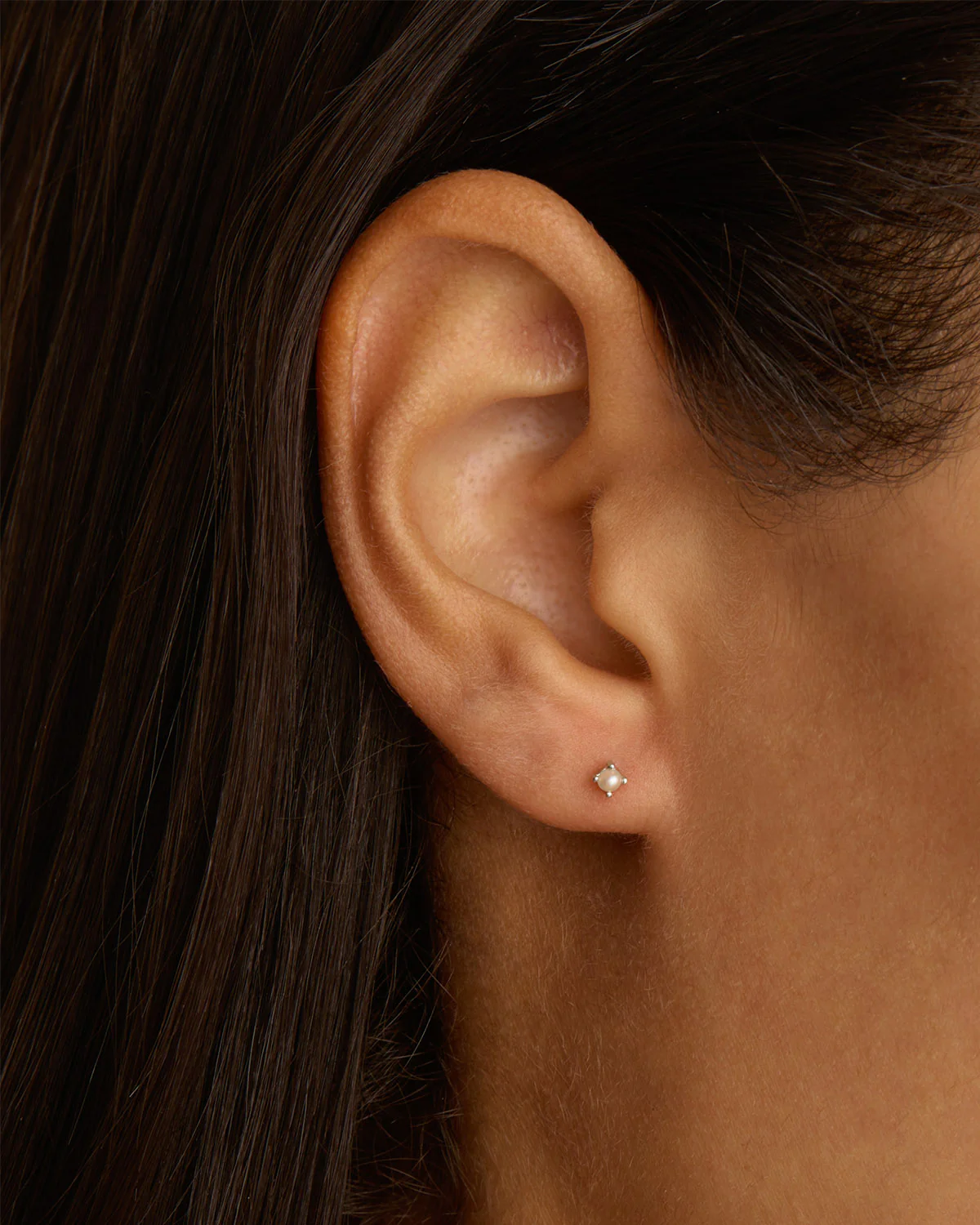 Sterling Silver Moonlight Pearl Stud Earrings - Image 2