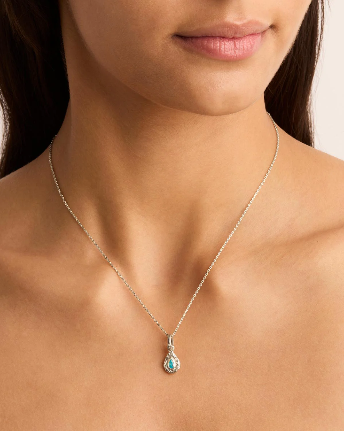 Sterling Silver With Love Birthstone Annex Link Pendant - December - Image 2