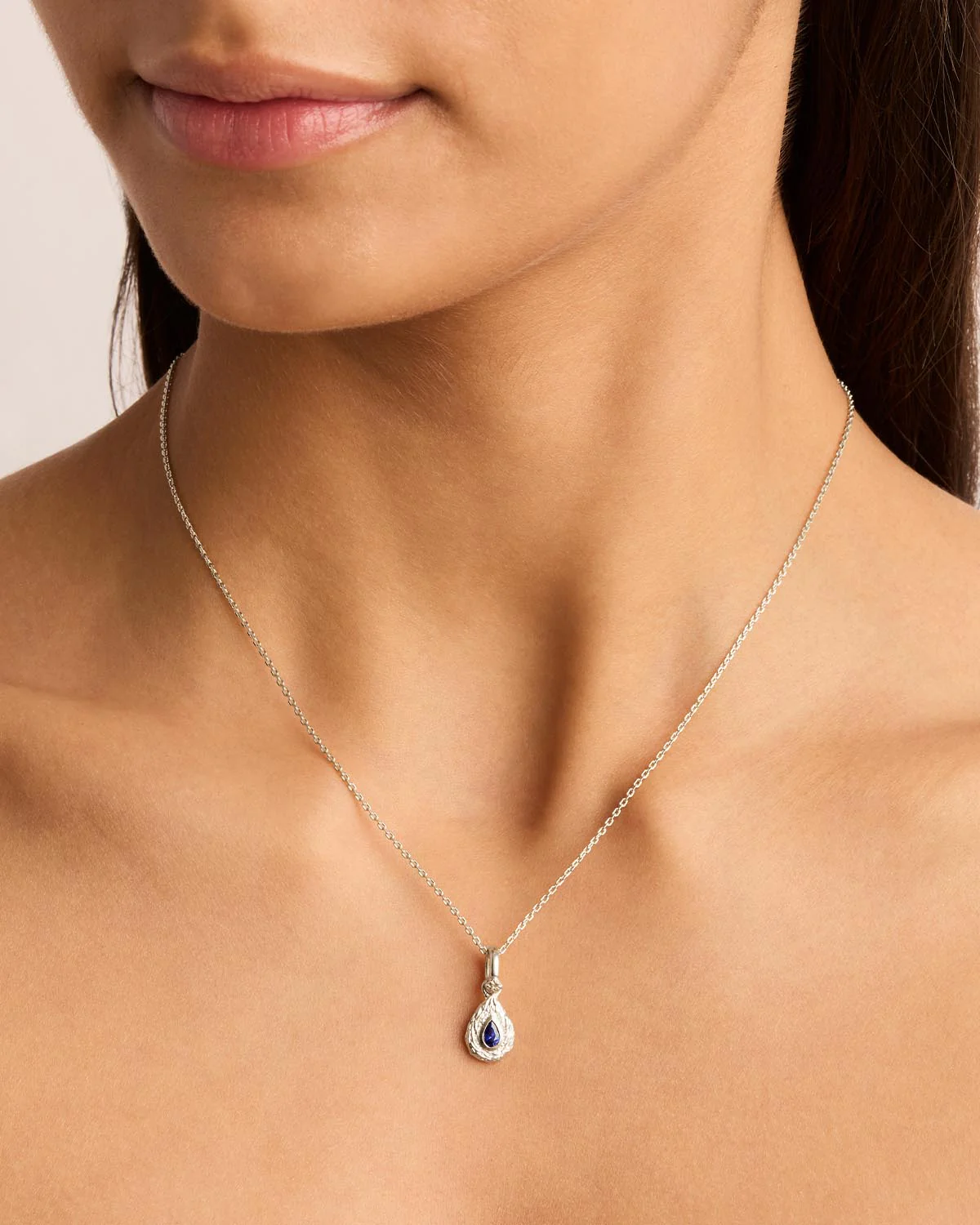 Sterling Silver With Love Birthstone Annex Link Pendant - September - Image 2