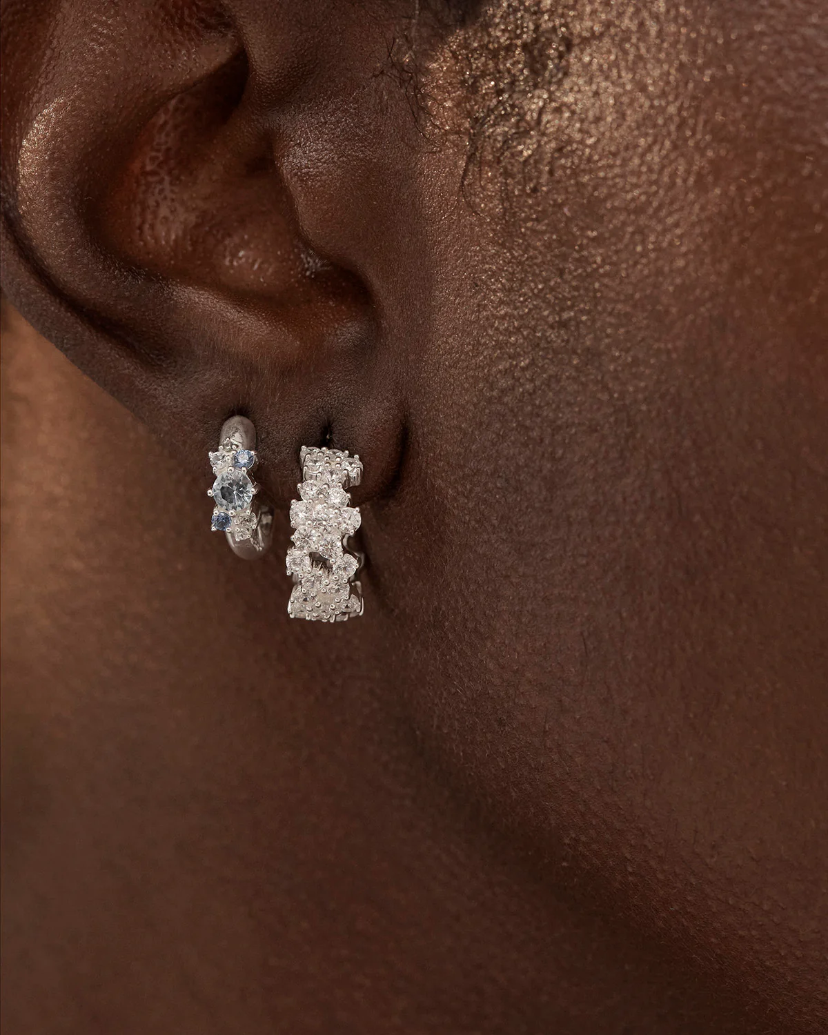 Sterling Sliver Crystal Dust Hoops - Image 2